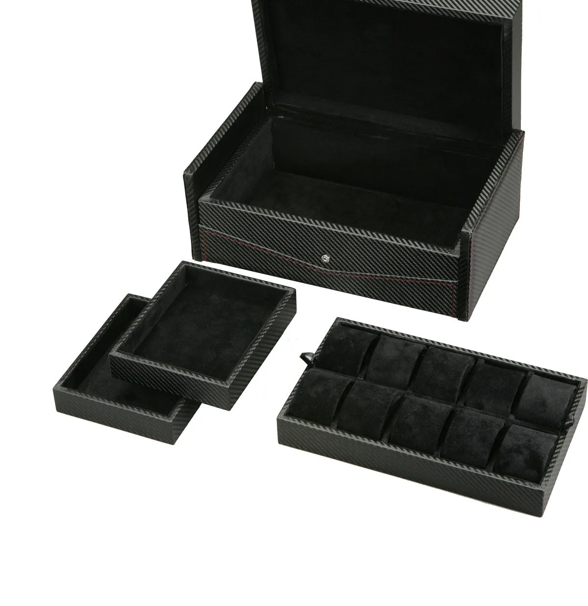 (10) Diplomat Carbon Fiber Watch Box with Extra Storage Tray