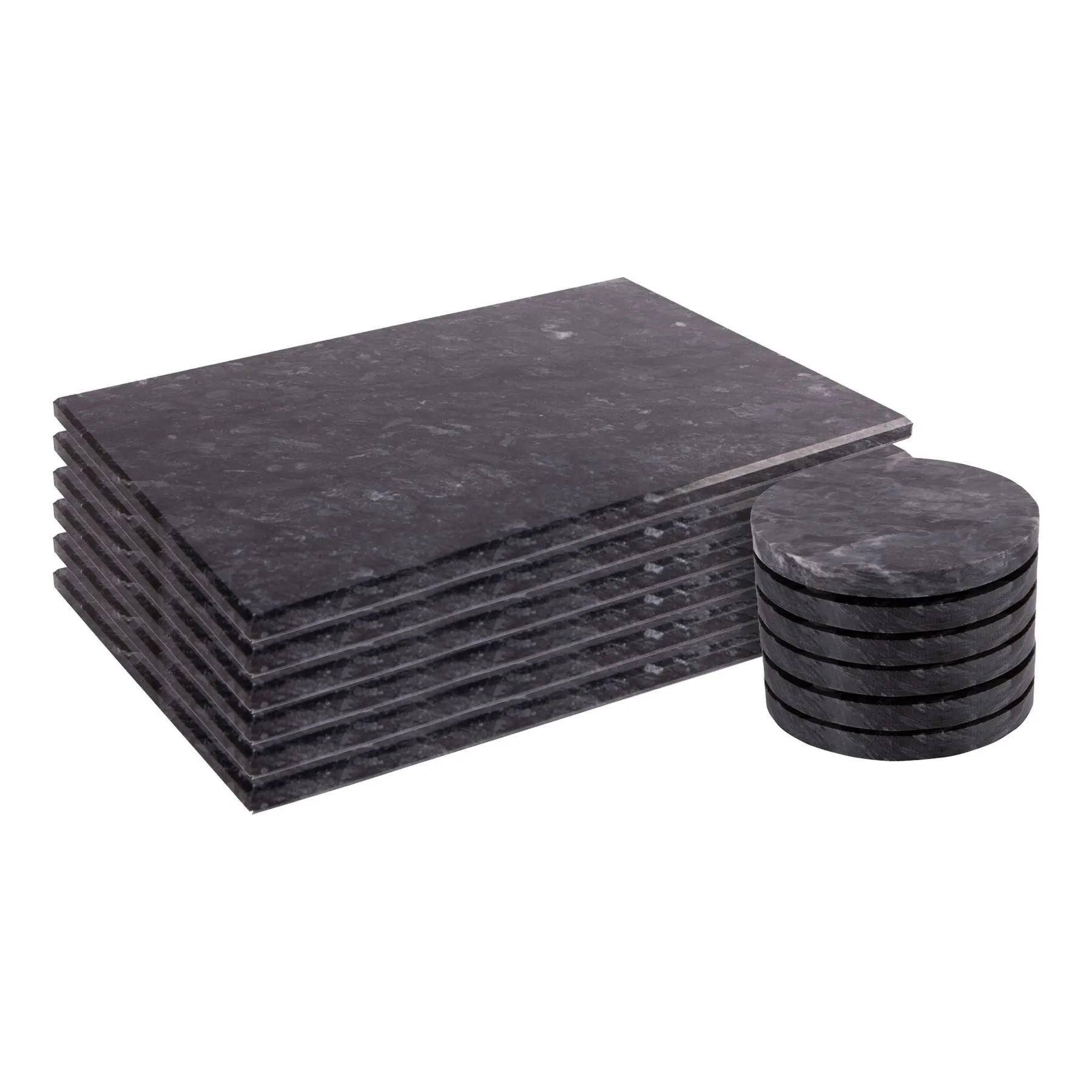 12pc Marble Placemats & Round Coasters Set - By Argon Tableware