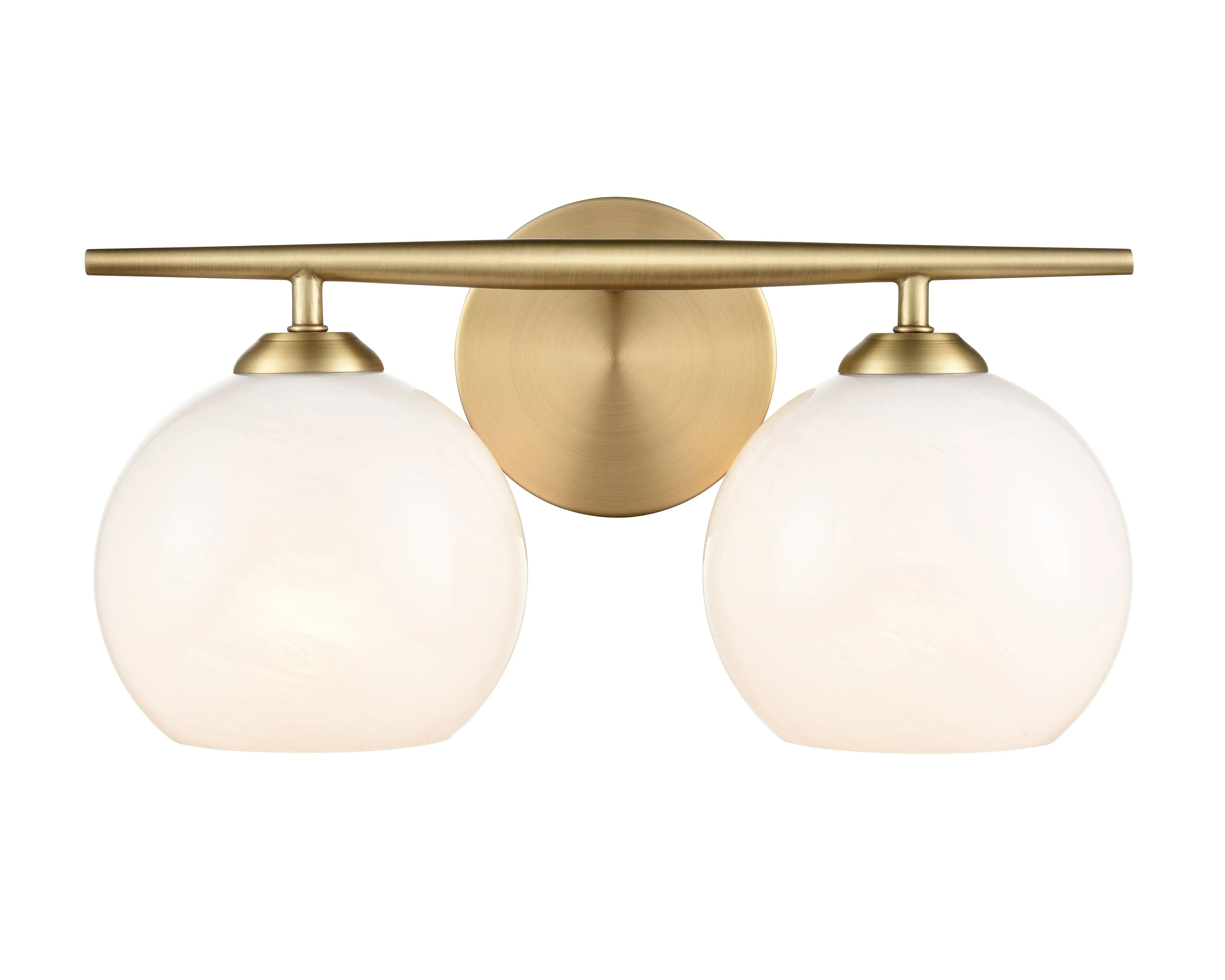 2 Lamps Kimorra Vanity Light - Vintage Brass - White Cloud Glass - 15.25in. Wide