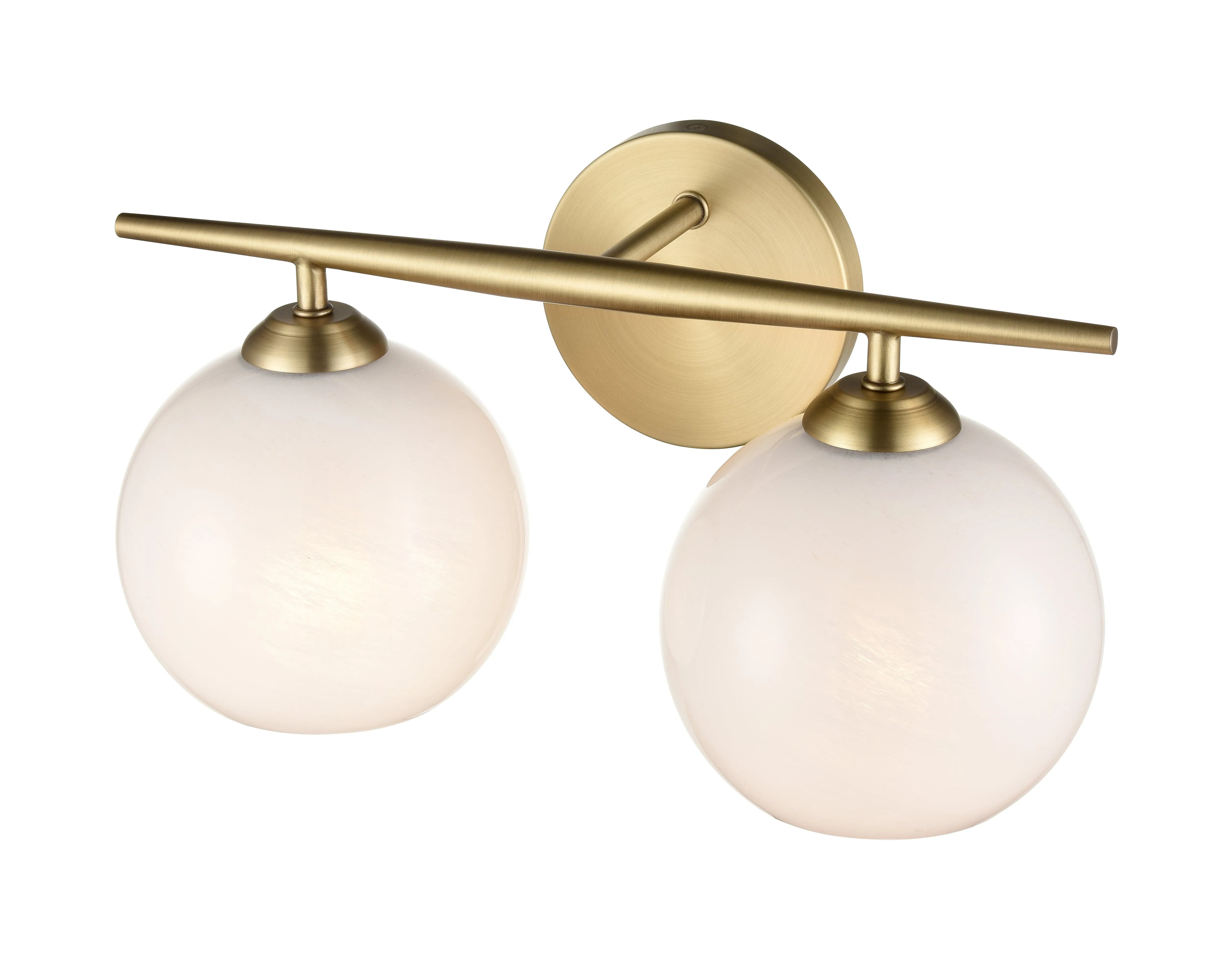 2 Lamps Kimorra Vanity Light - Vintage Brass - White Cloud Glass - 15.25in. Wide