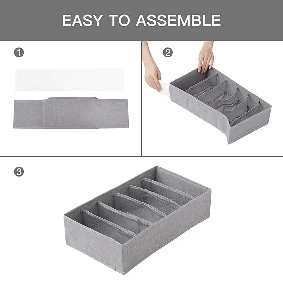 2 Packs Foldable Drawer Organizers for Clothing-(5026)6 Grids