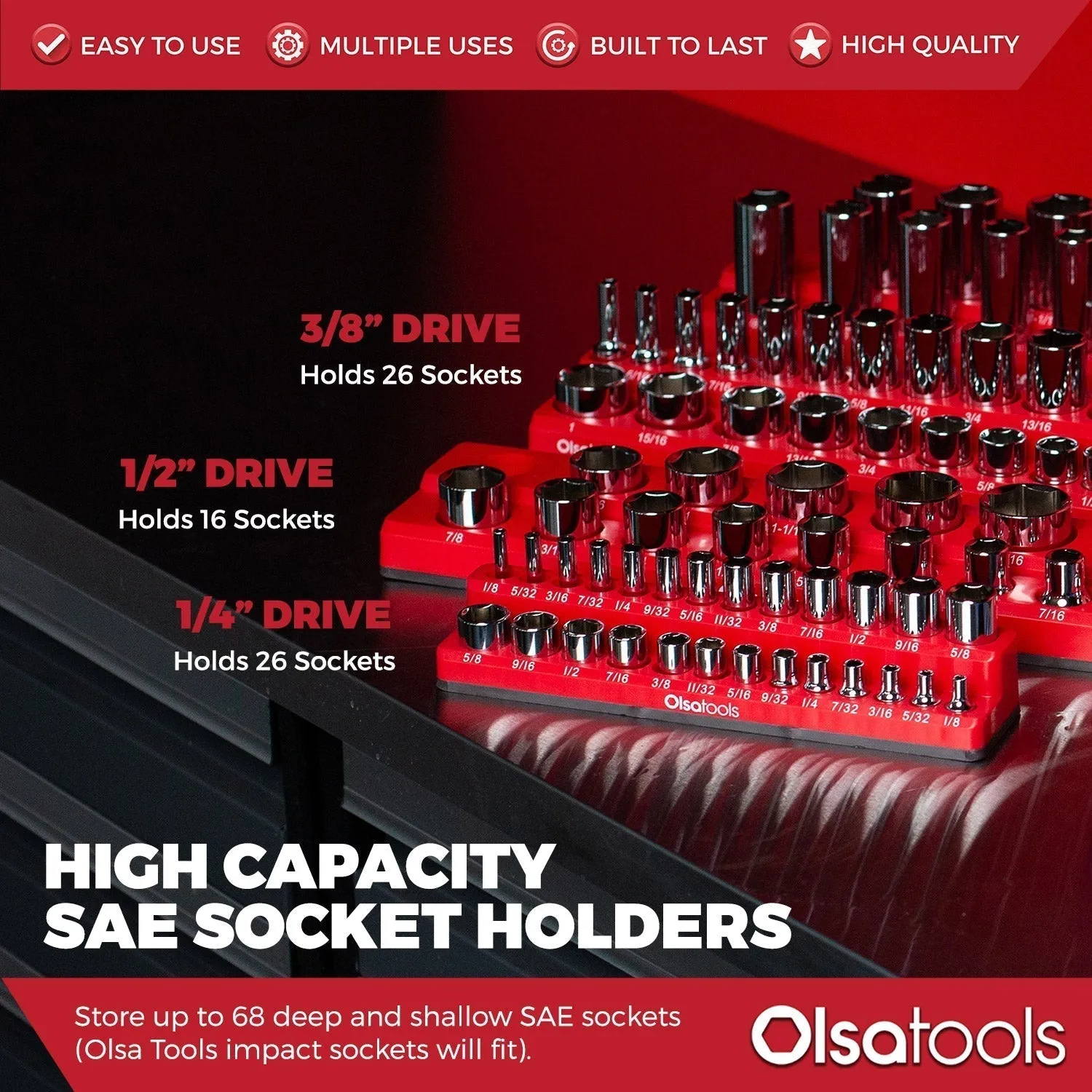 2-Row Magnetic Socket Holder Marked With Socket Sizes