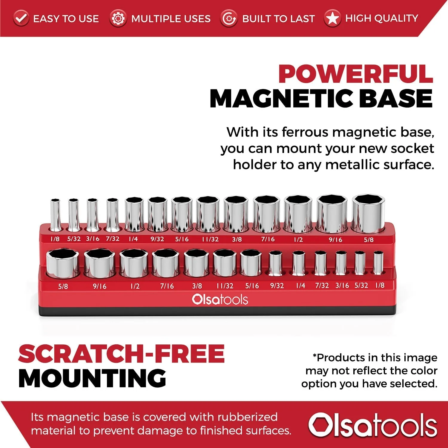 2-Row Magnetic Socket Holder Marked With Socket Sizes