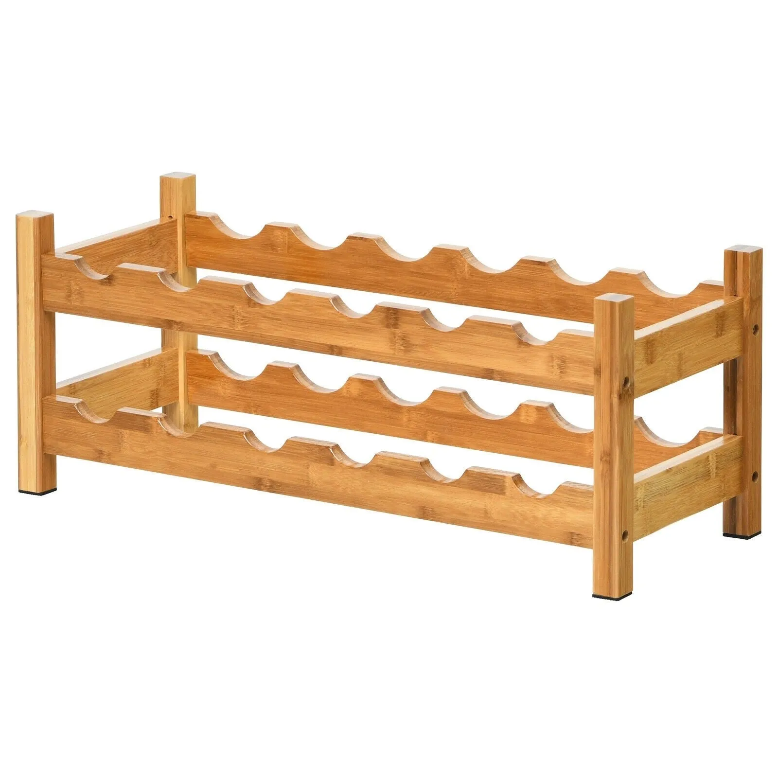 2-Tier Bamboo Wine Holder - Natural