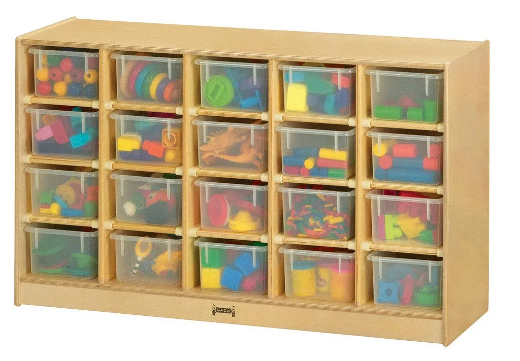 20 Cubbie Tray Mobile Storage Unit-Clear, Multicolored or No Trays by Jonti-Craft