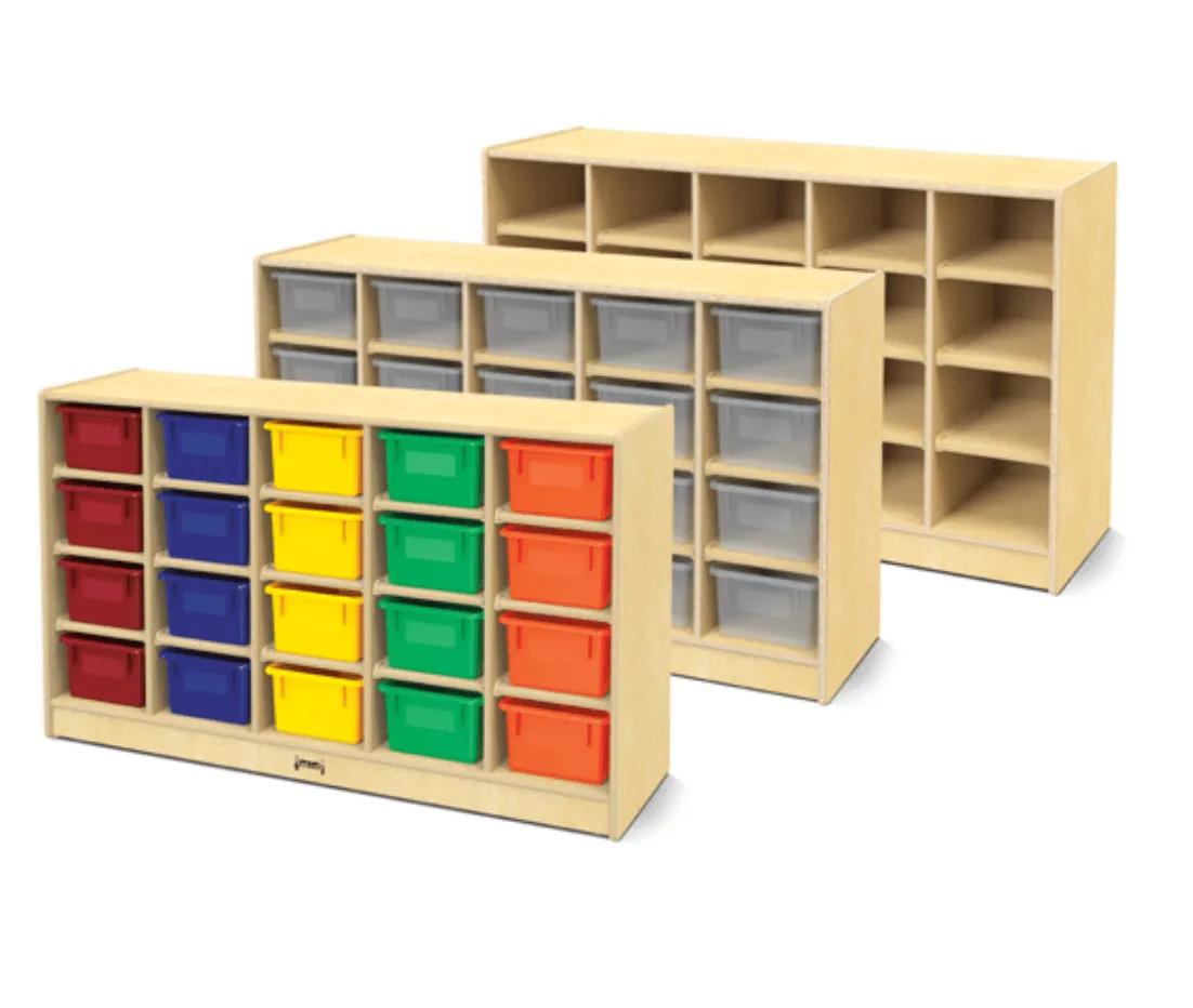 20 Cubbie Tray Mobile Storage Unit-Clear, Multicolored or No Trays by Jonti-Craft