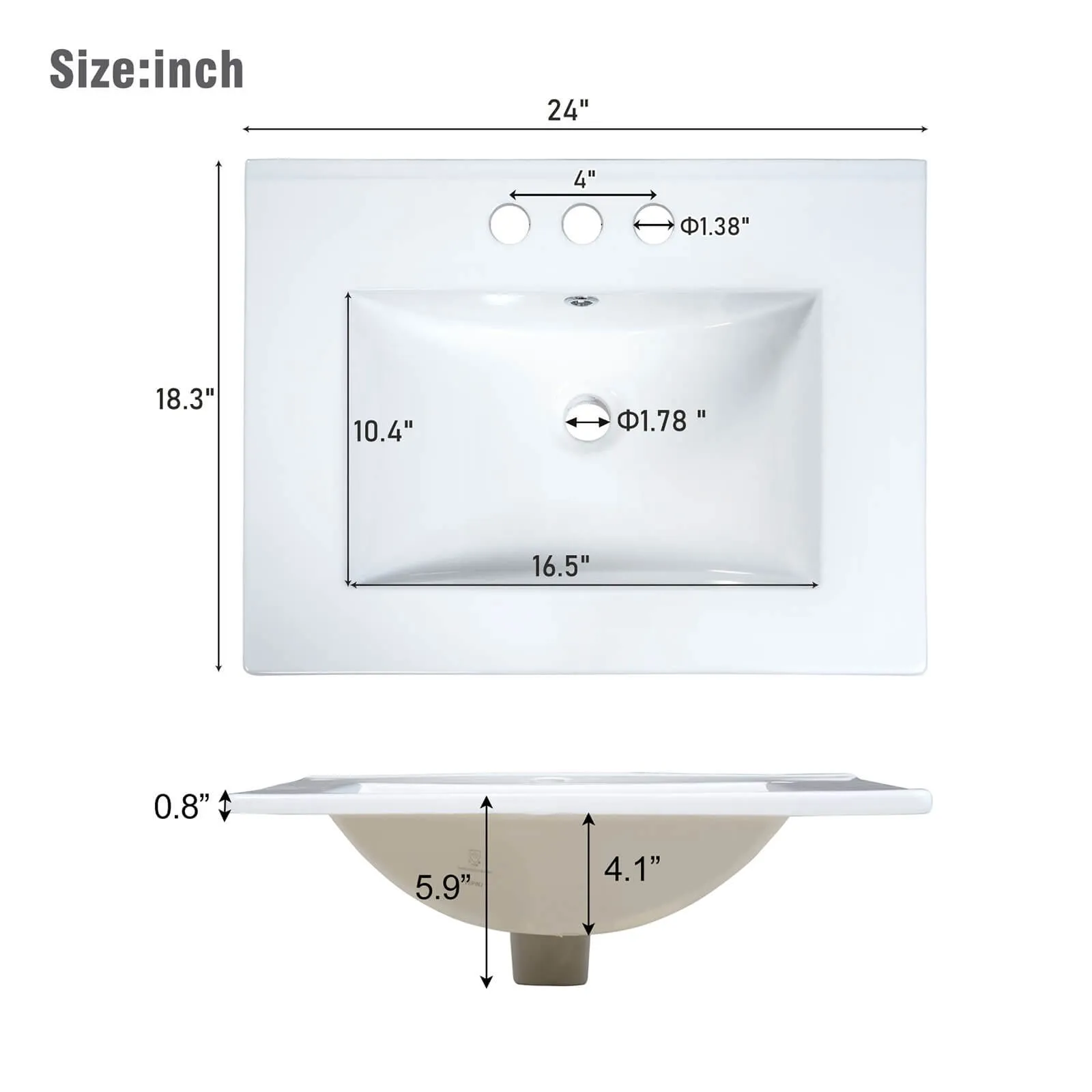 24" Sage Green Floating Bathroom Vanity with Sink