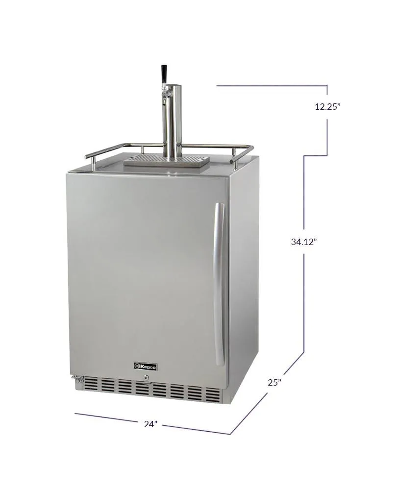 24" Wide All Stainless Steel Outdoor Built-In Left Hinge Kegerator with Kit