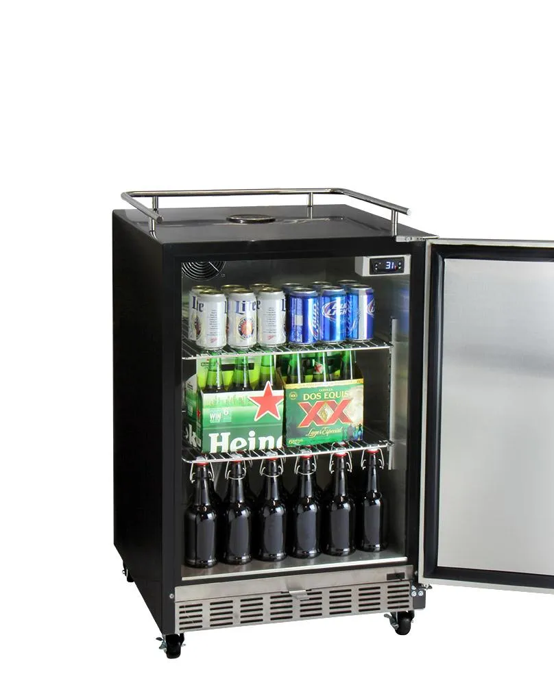 24" Wide Tap Stainless Steel Commercial Built-In Right Hinge Digital Kegerator with Kit