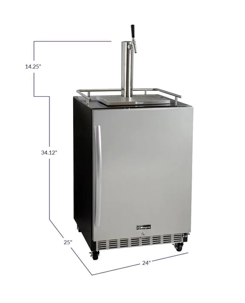 24" Wide Tap Stainless Steel Commercial Built-In Right Hinge Digital Kegerator with Kit