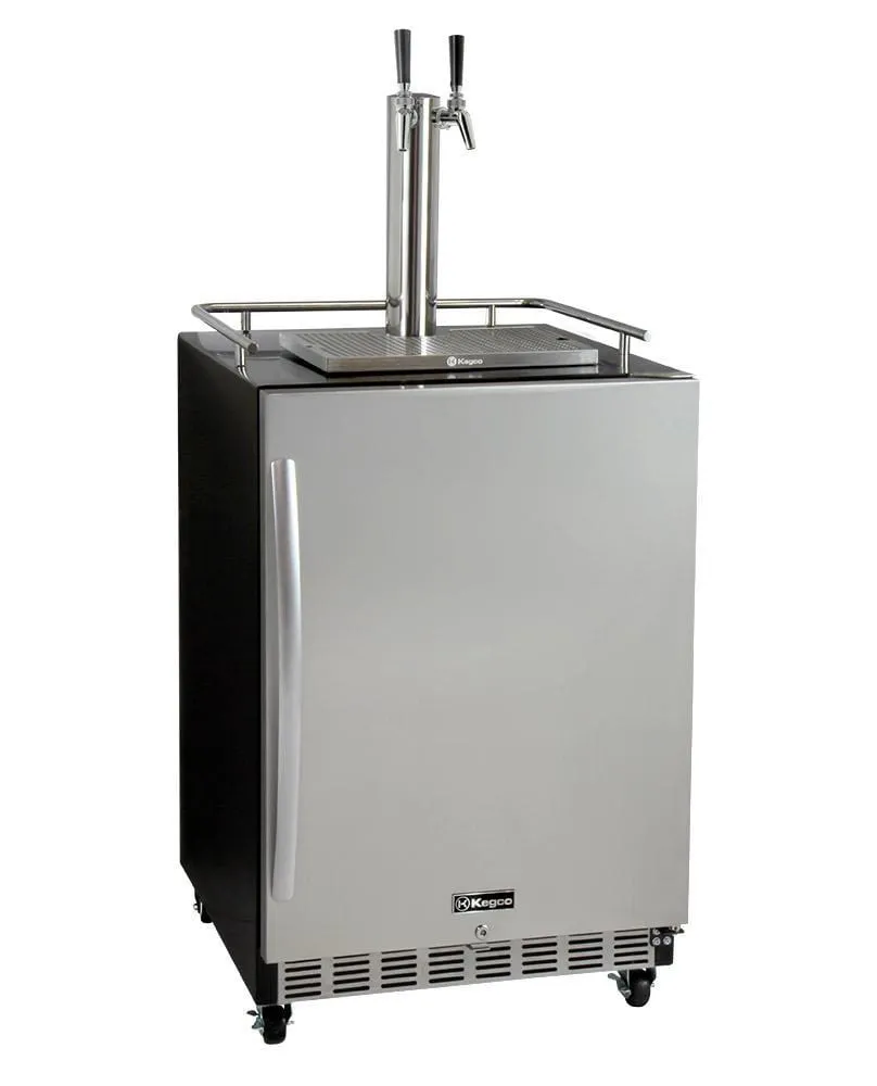 24" Wide Tap Stainless Steel Commercial Built-In Right Hinge Digital Kegerator with Kit