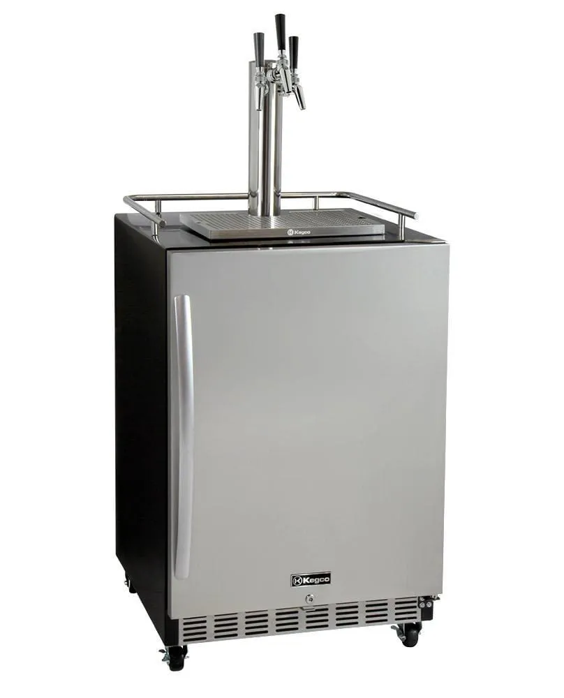 24" Wide Tap Stainless Steel Commercial Built-In Right Hinge Digital Kegerator with Kit