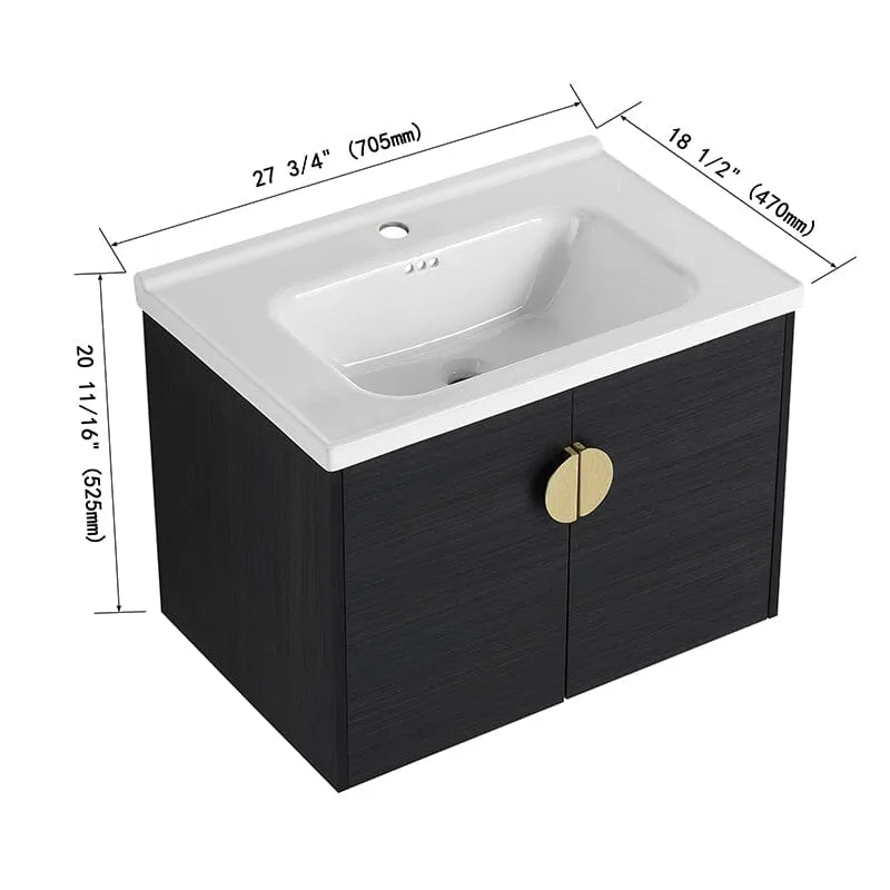 28 Inch Small Bathroom Vanity Cabinets With Sink Float Mounting Design,Soft Close Doors