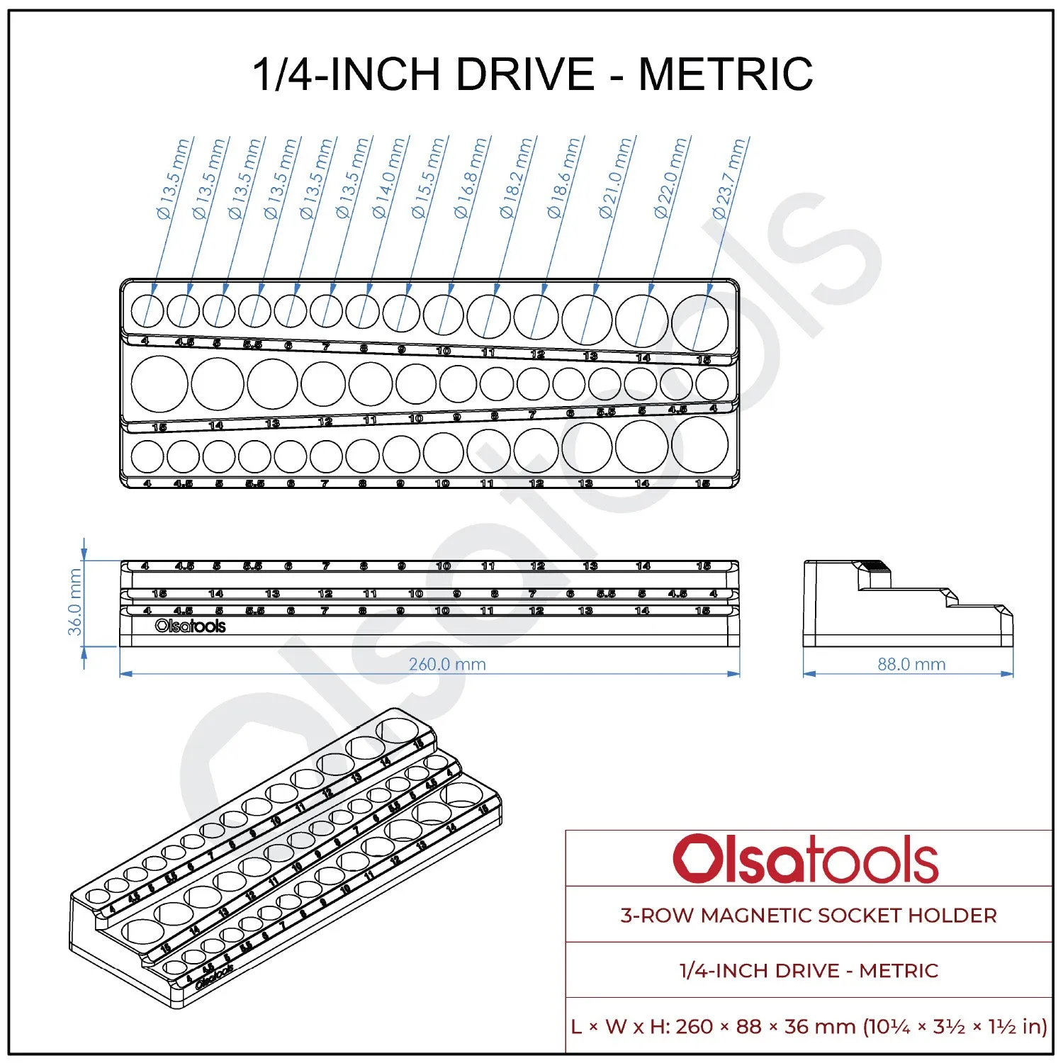 3-Row Magnetic Socket Holder