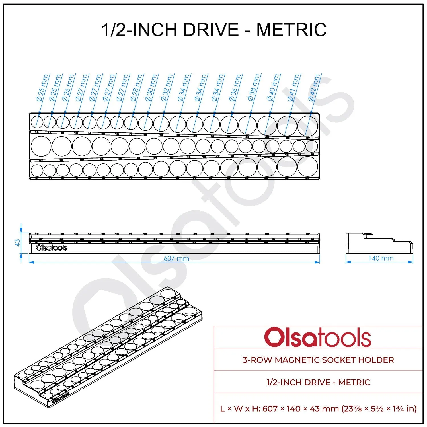 3-Row Magnetic Socket Holder