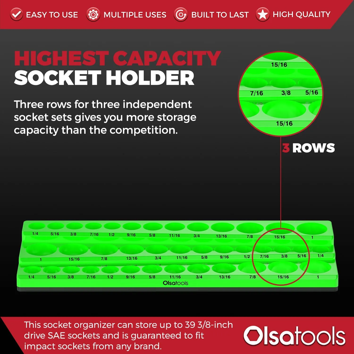 3-Row Magnetic Socket Holder