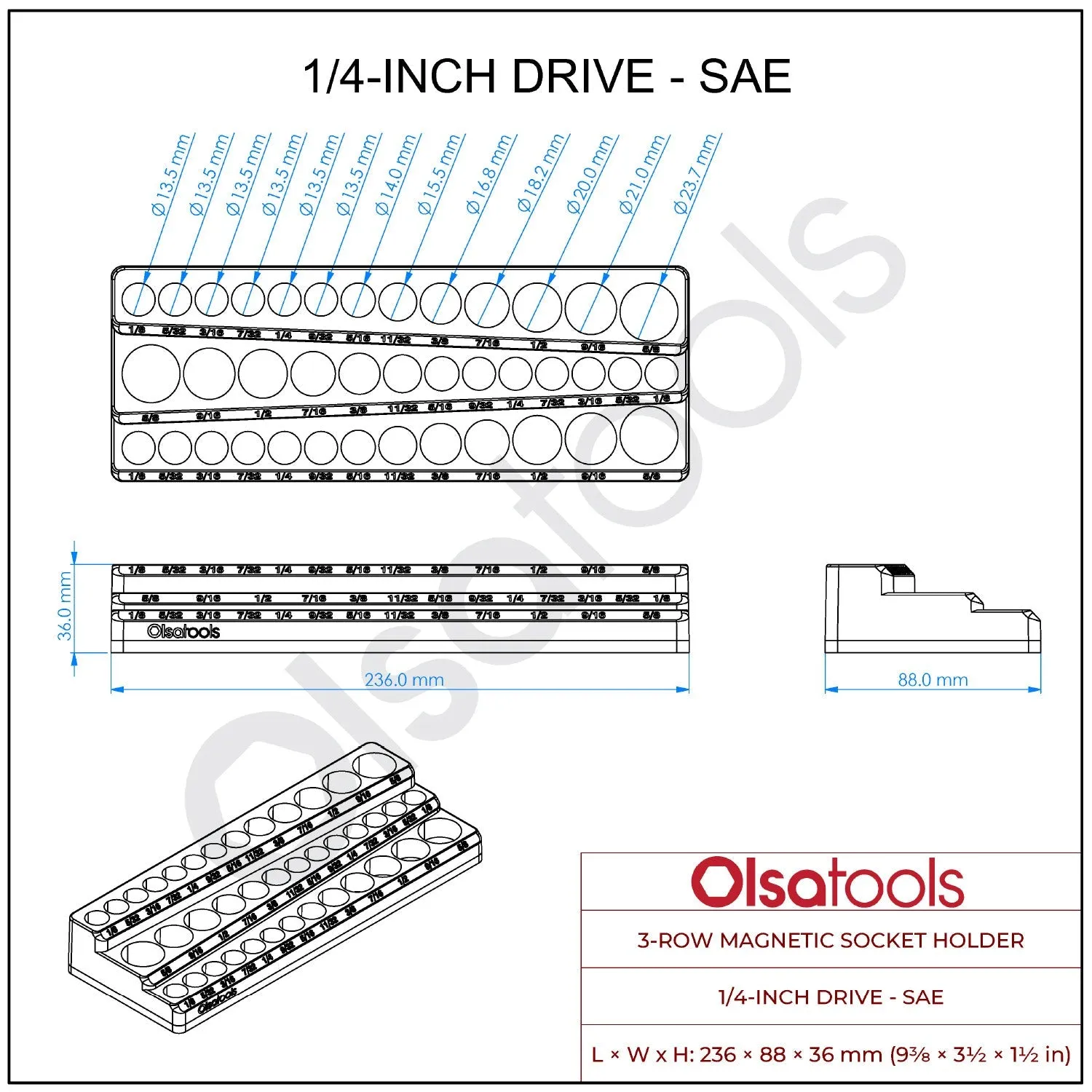 3-Row Magnetic Socket Holder