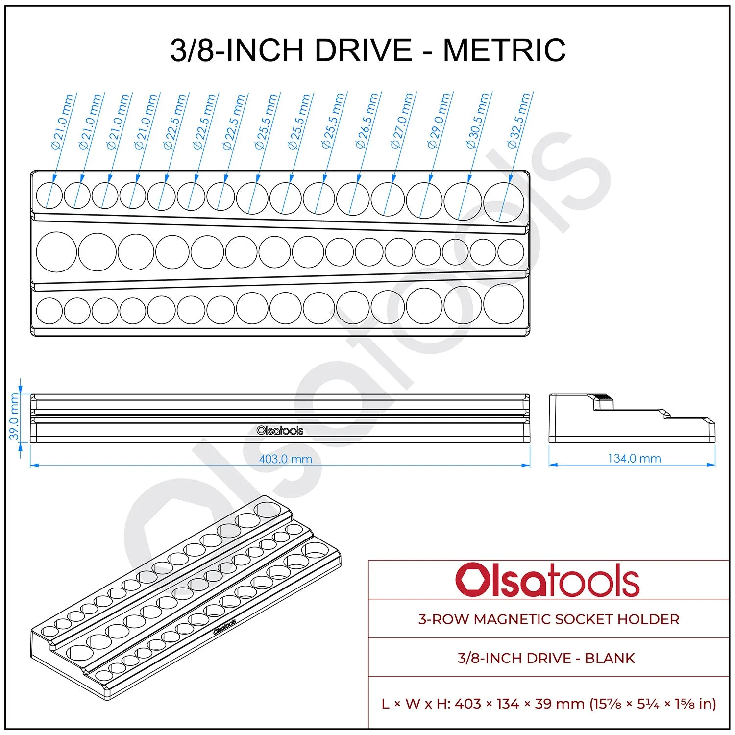 3-Row Magnetic Socket Holder