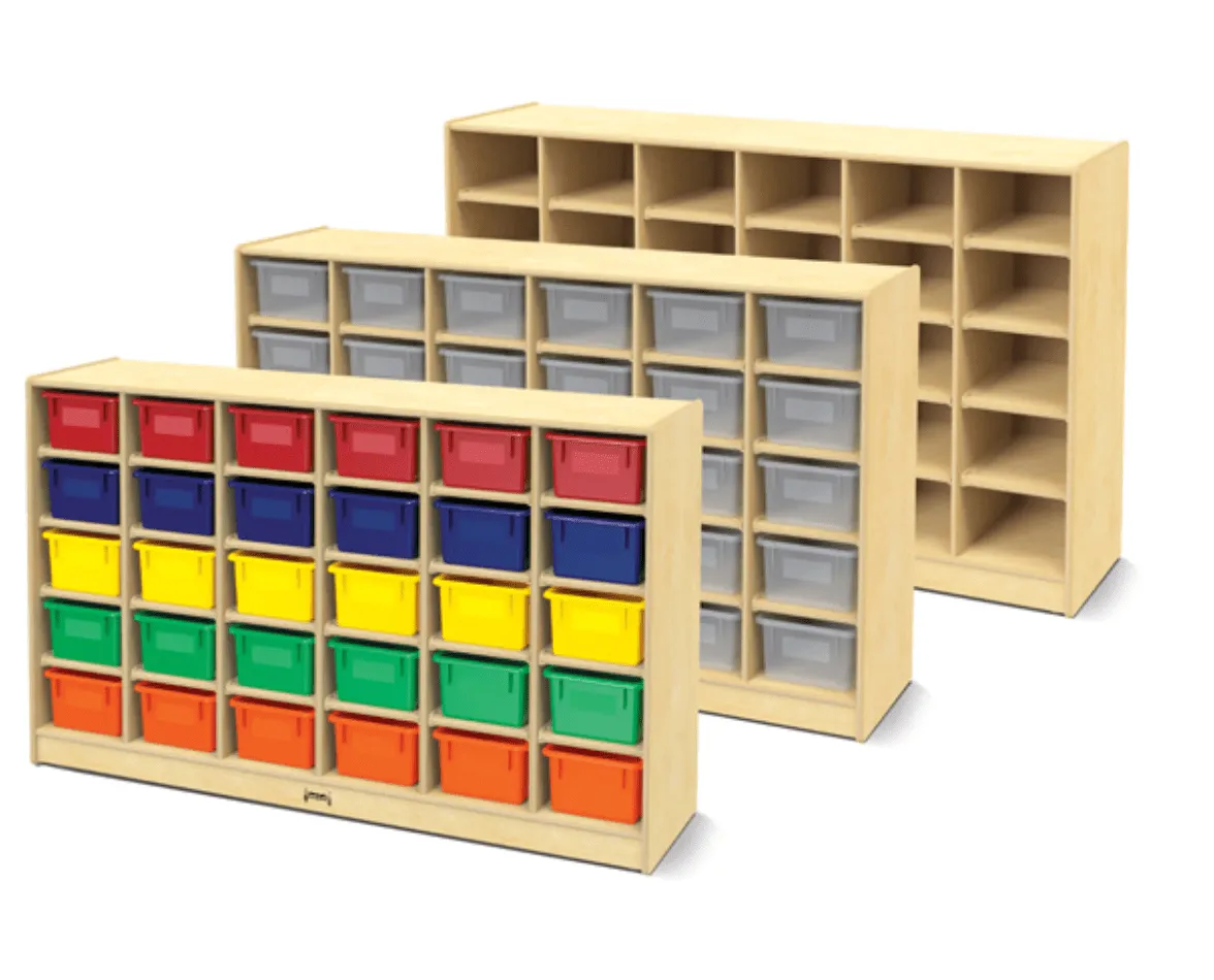 30 Cubbie-Tray Mobile Storage - with Clear, Colored or No Trays  Jonti-Craft®