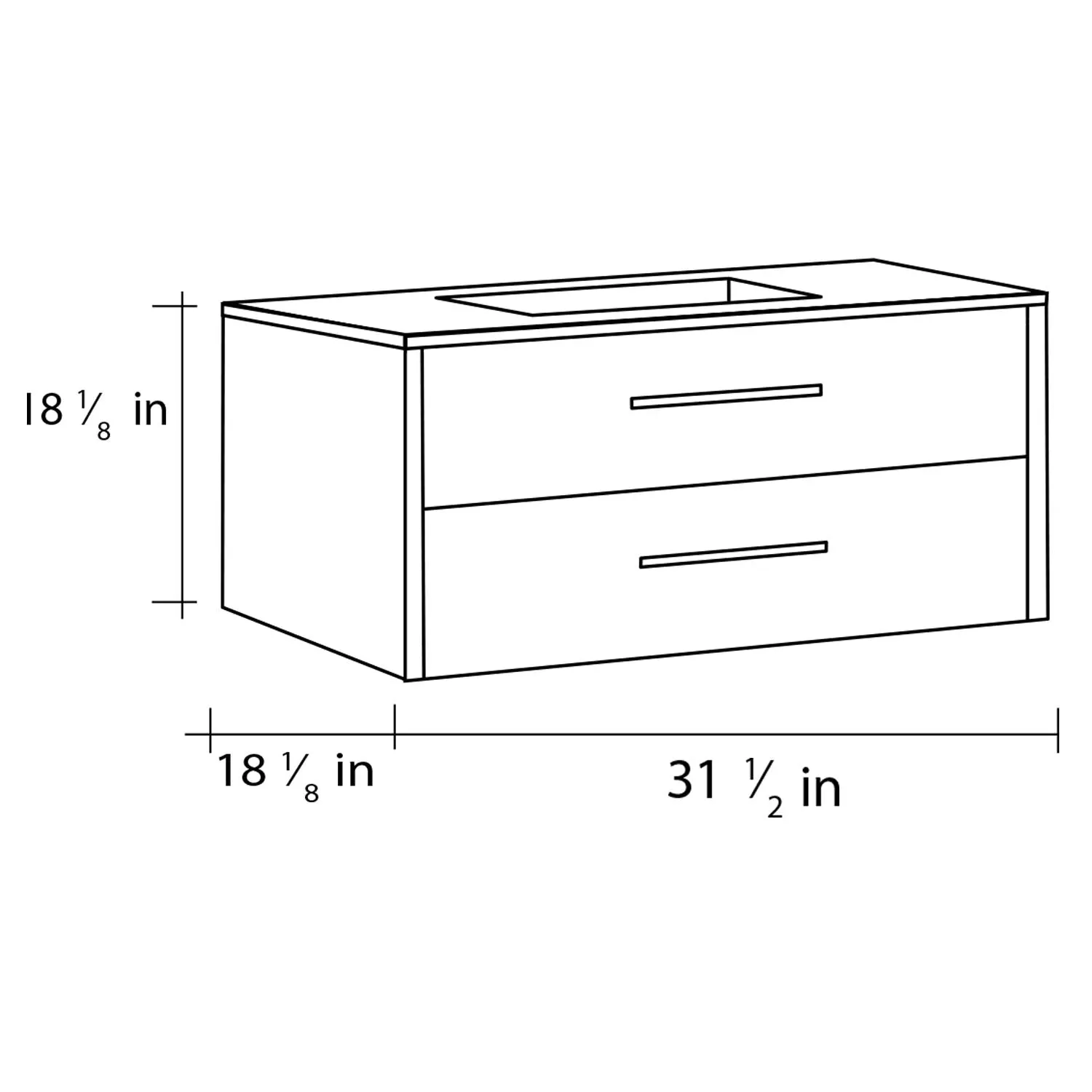 32" Single Vanity, Wall Mount, 2 Drawers with Soft Close, Moon - White, Serie Nova by VALENZUELA