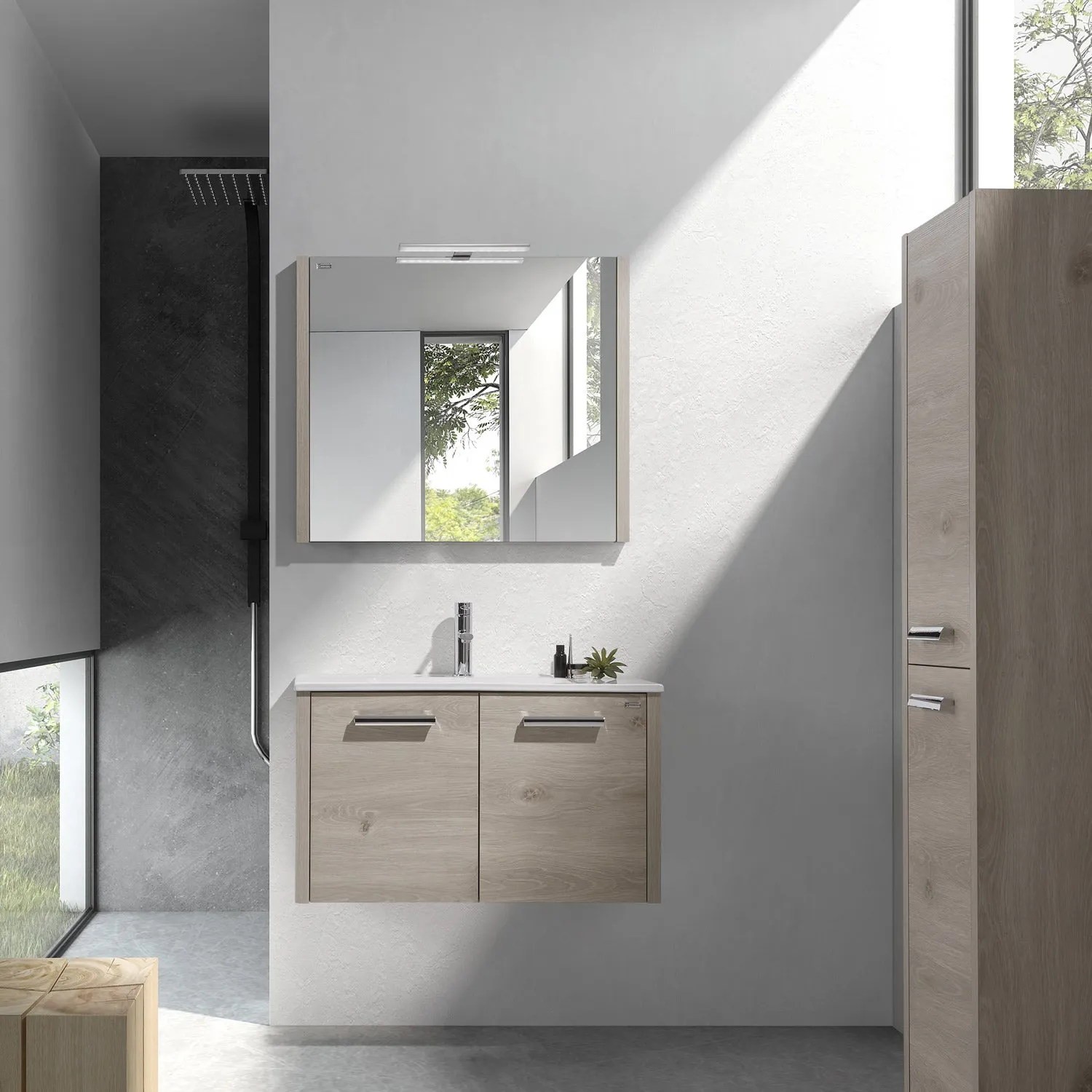 40" Single Vanity, Wall Mount, 2 Doors with Soft Close, Moon, Serie Nova by VALENZUELA