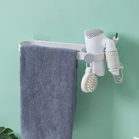 6153 Wall Mounted Towel Holder Hair Dryer Holder Towel Rack Wall Mount Styling Station Care Tool Holder Hair Dryers Bathroom Wall Storage Organizer Wall Mounted Hooks