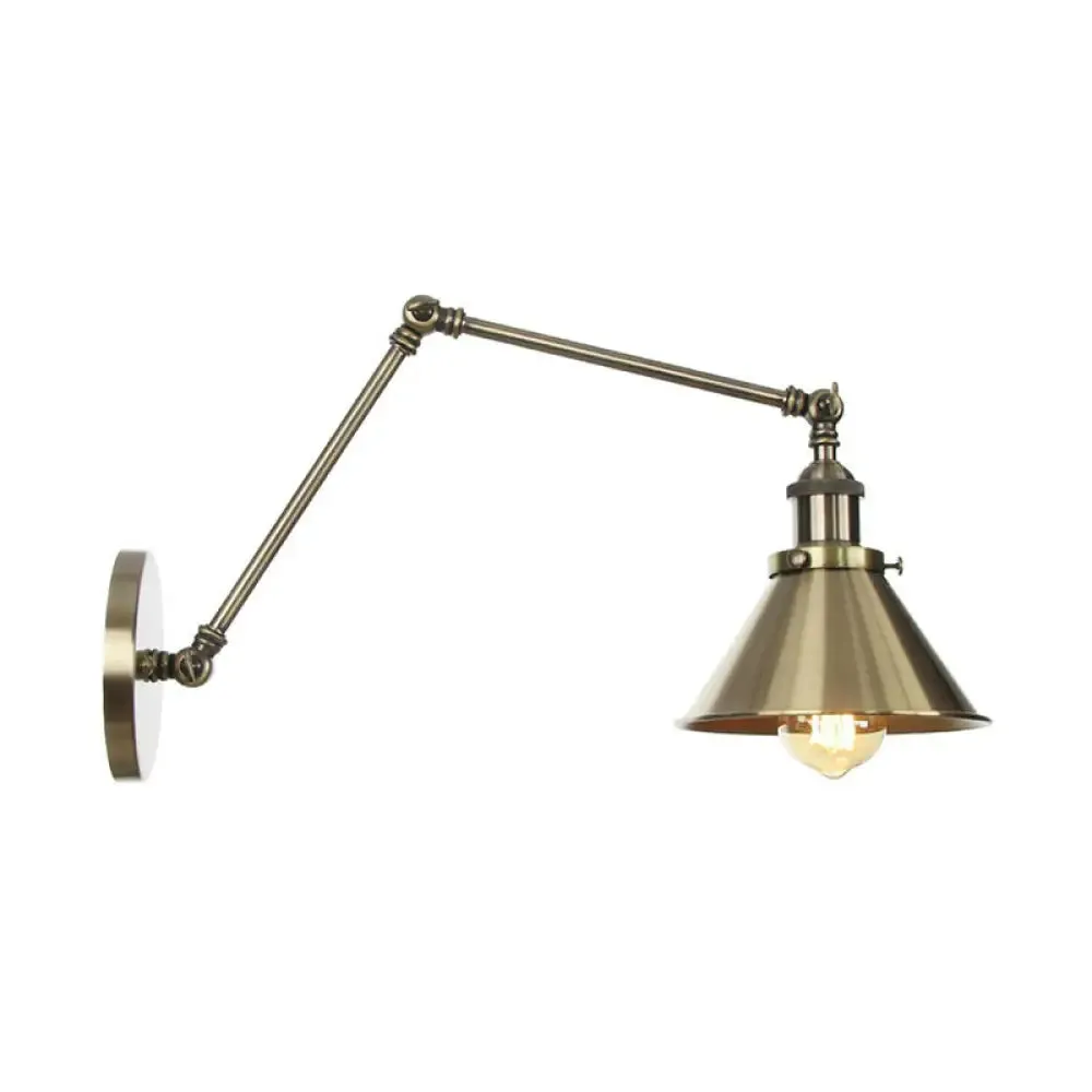 6"/8" L 2-Joint Swing Arm Wall Light Industrial Lamp w/ Cone Shade - Bronze/Copper