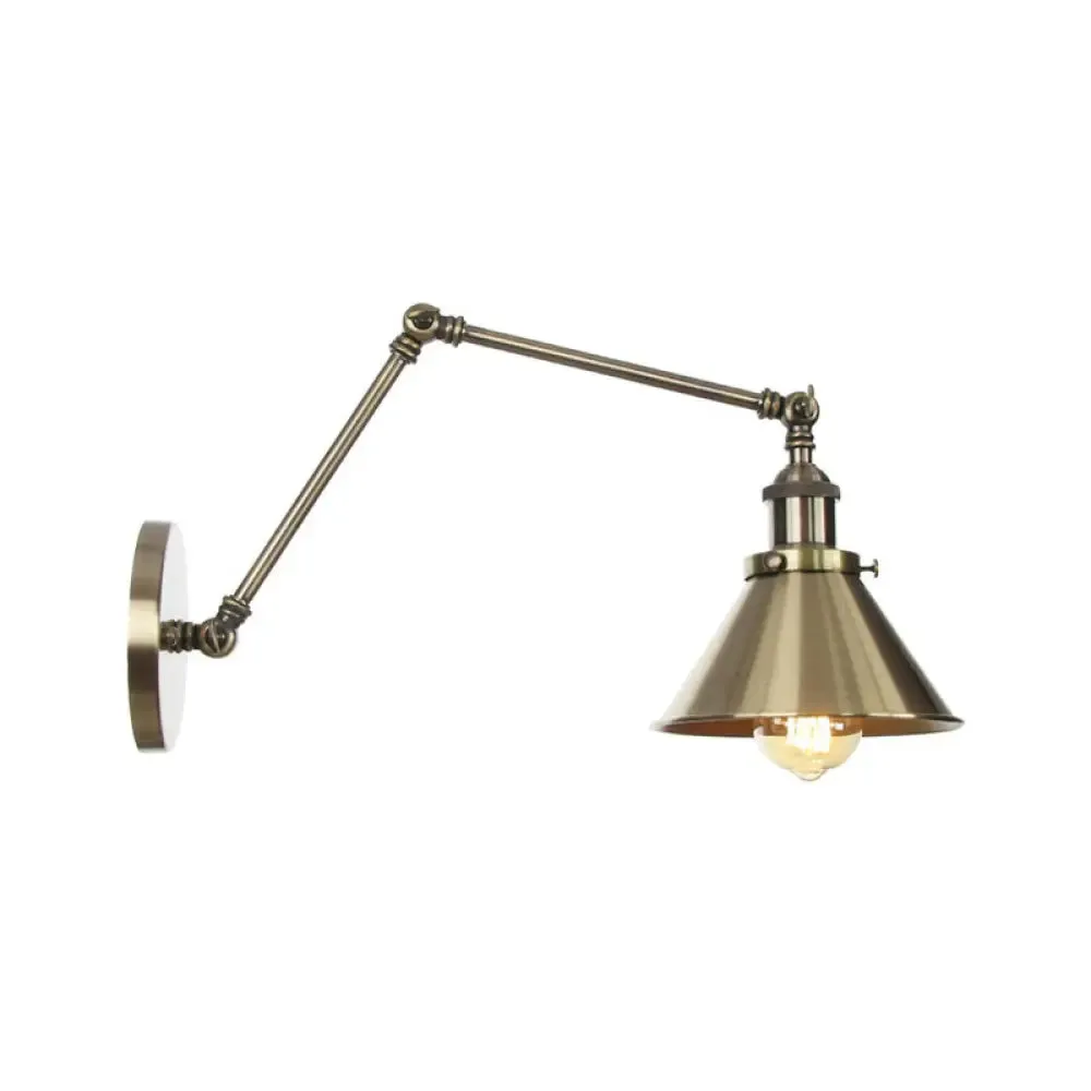 6"/8" L 2-Joint Swing Arm Wall Light Industrial Lamp w/ Cone Shade - Bronze/Copper