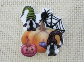 A Couple of Gnomes Hanging out with the Pumpkins Needle Minder, Cover Minder, Magnet