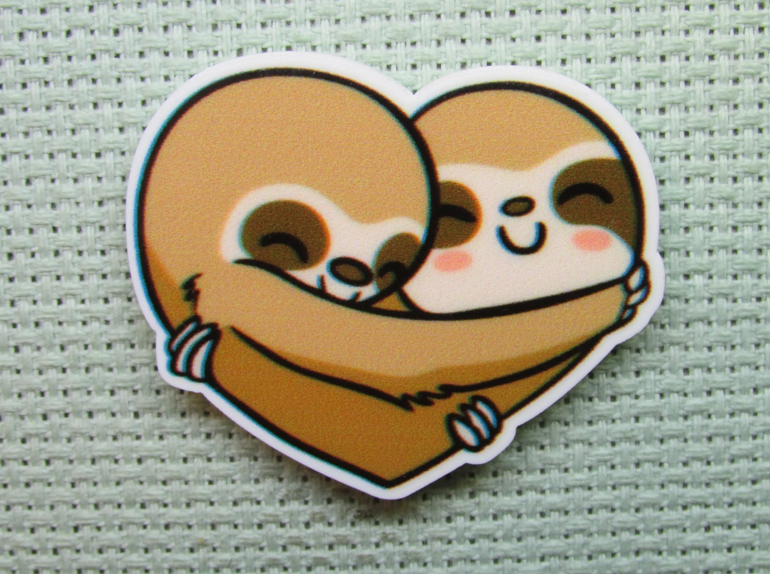 A Pair of Heart Hugging Sloths Needle Minder, Cover Minder, Magnet