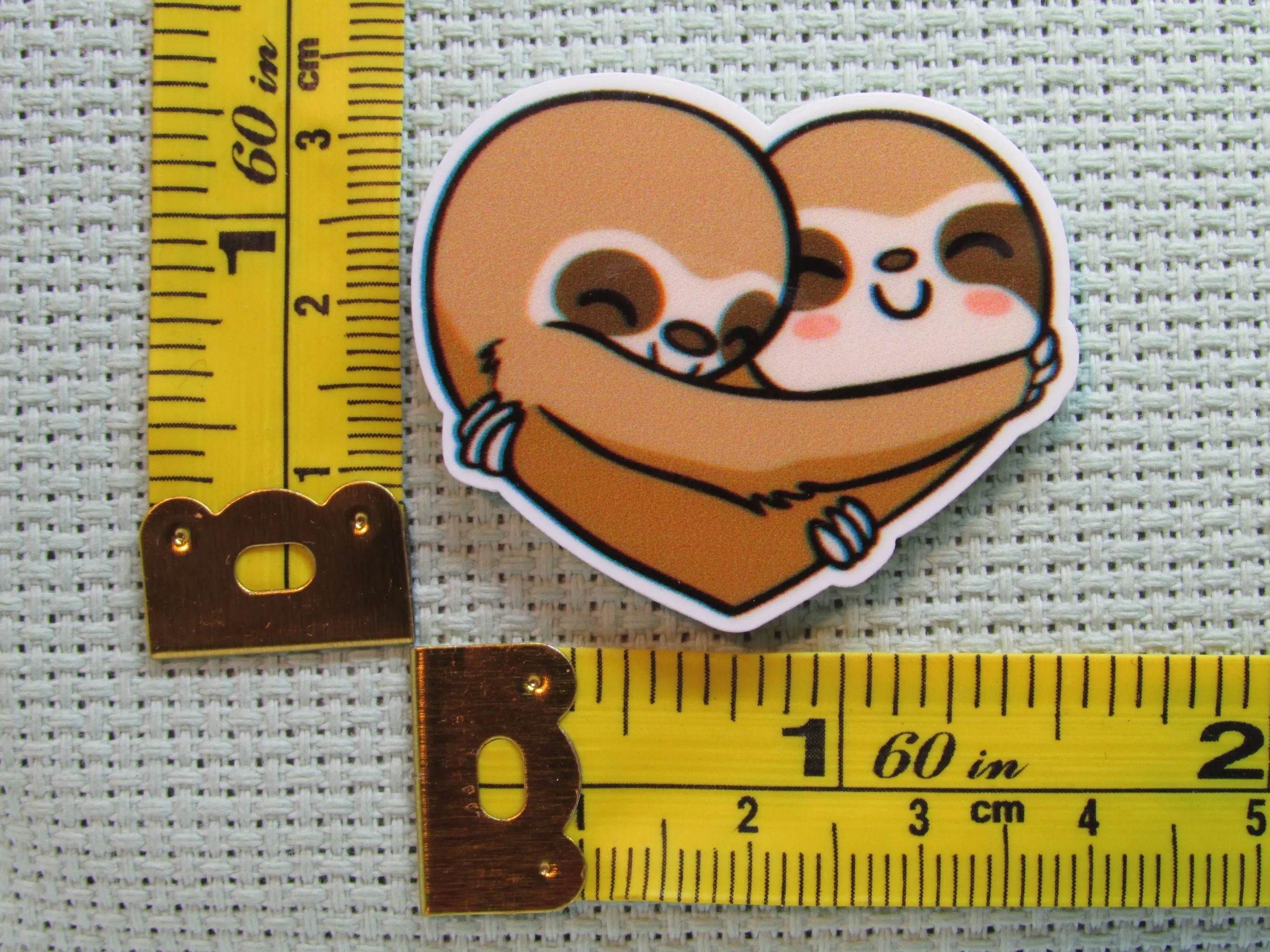 A Pair of Heart Hugging Sloths Needle Minder, Cover Minder, Magnet