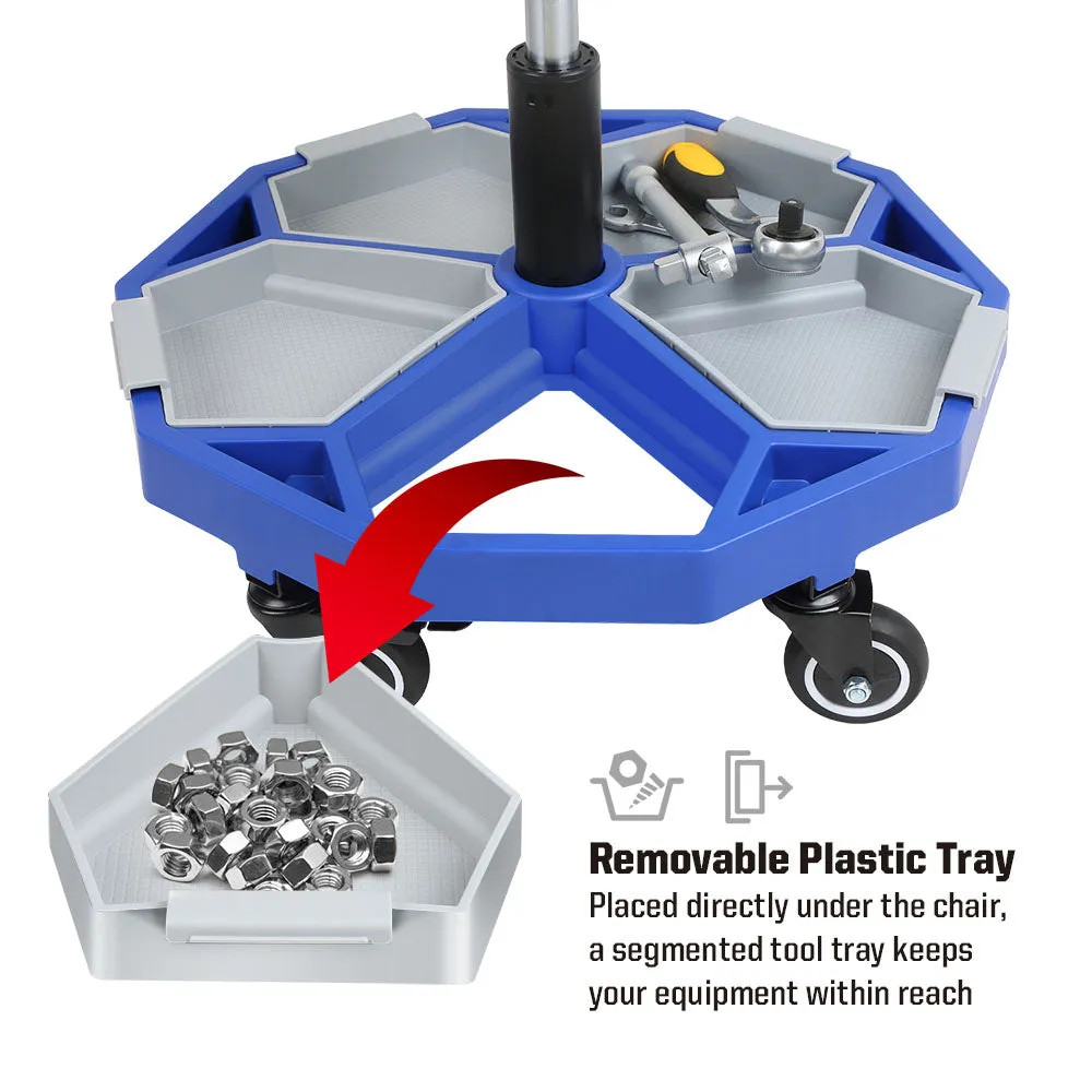 Adjustable Pneumatic Rolling Mechanic Stool with Tool Tray Storage,  350 LBS Weight Capacity (MPC016005)