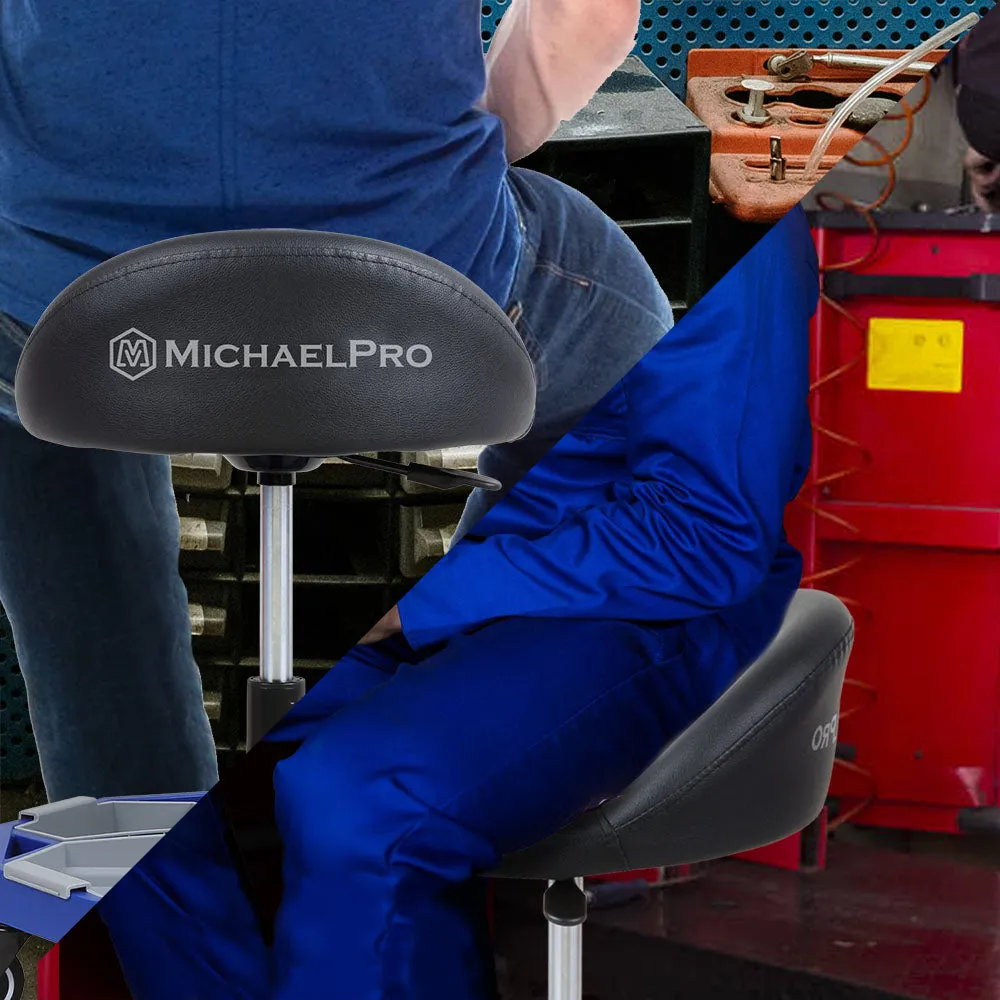 Adjustable Pneumatic Rolling Mechanic Stool with Tool Tray Storage,  350 LBS Weight Capacity (MPC016005)