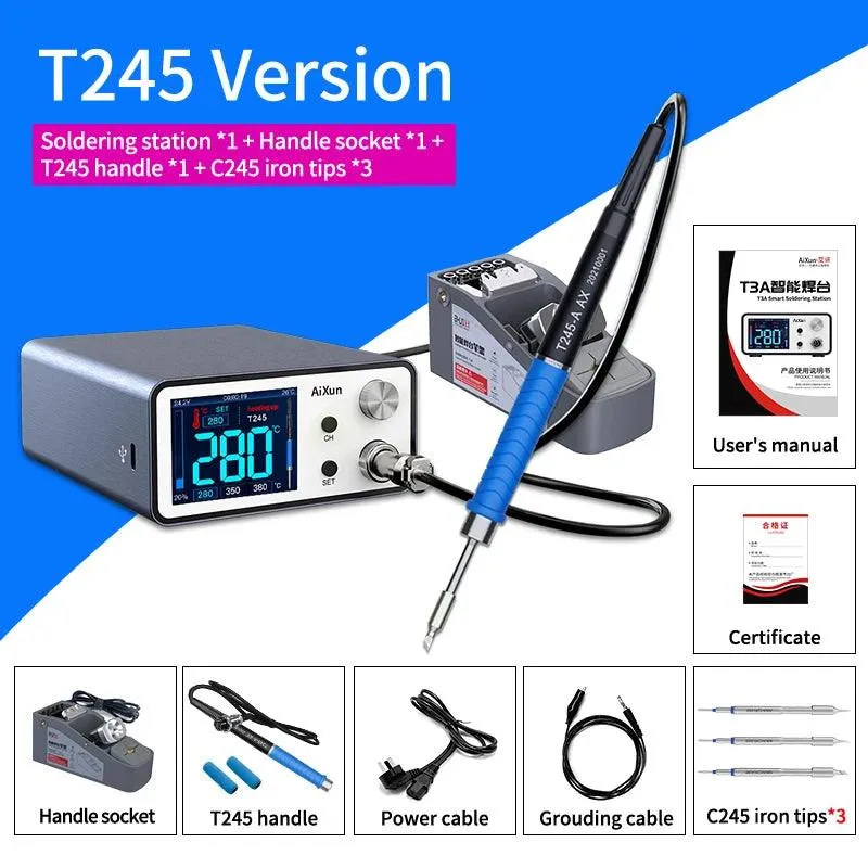 AiXun T3A 200W Smart Soldering Station With T245 T12 Handles