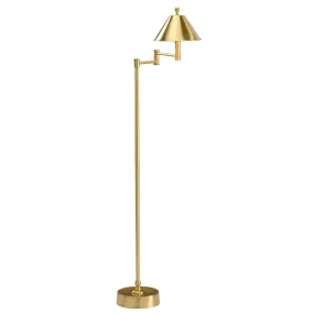 Antique Brass Adjustable Swing Arm Floor Lamp with Petite Shade