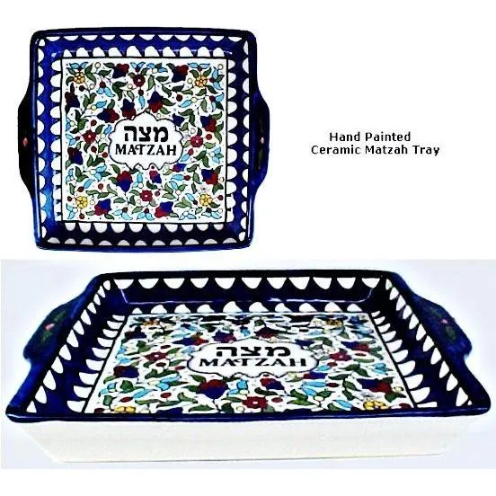 Armenian Design Ceramic Matzah Plate / Tray