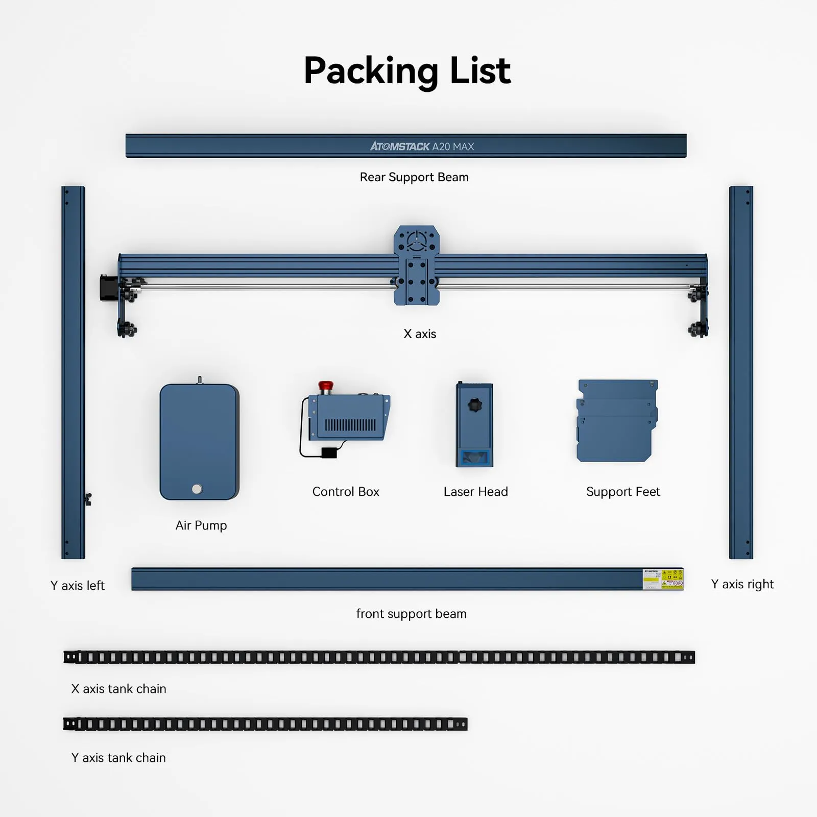 Atomstack A20 S20 Max 20W Large Laser Engraving Machine Eye Protection Auto Focus Tank Chain Control With F30 Air Assist Larger Working Area 850x400mm with FB2 PLus Protective Cover With D2 Air Purifier