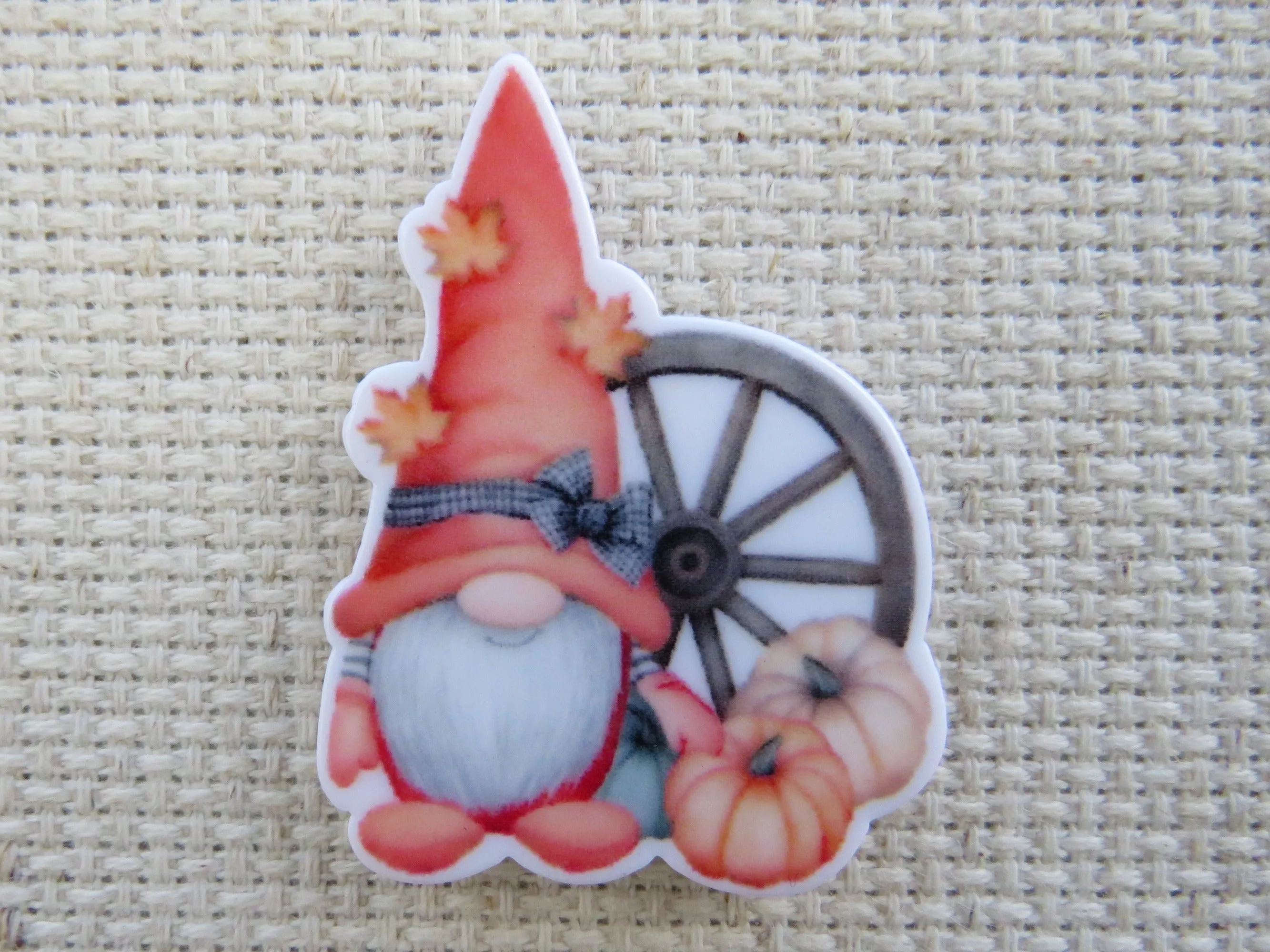 Autumn Gnome with a Wagon Wheel Needle Minder, Cover Minder, Magnet