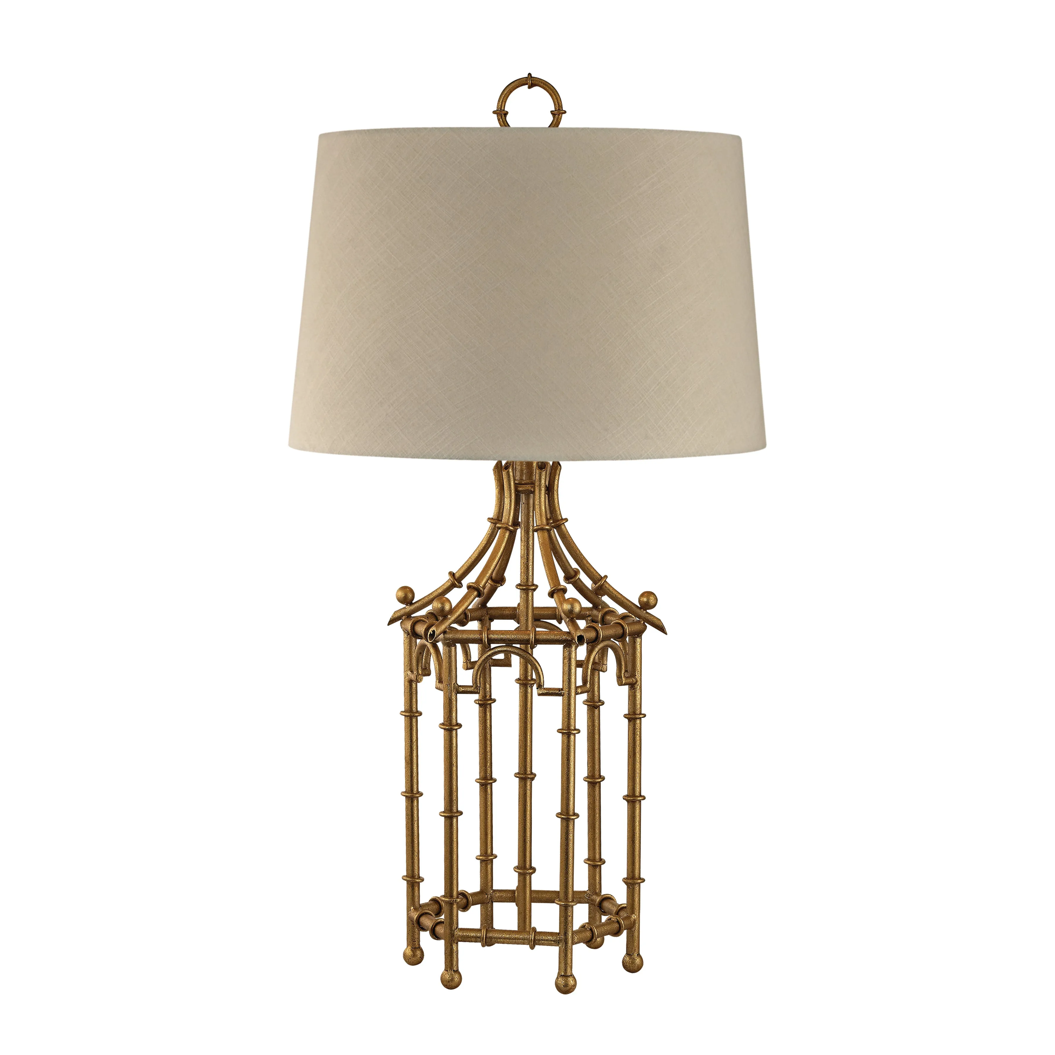 Bamboo Birdcage 32.25" Table Lamp in Gold Leaf