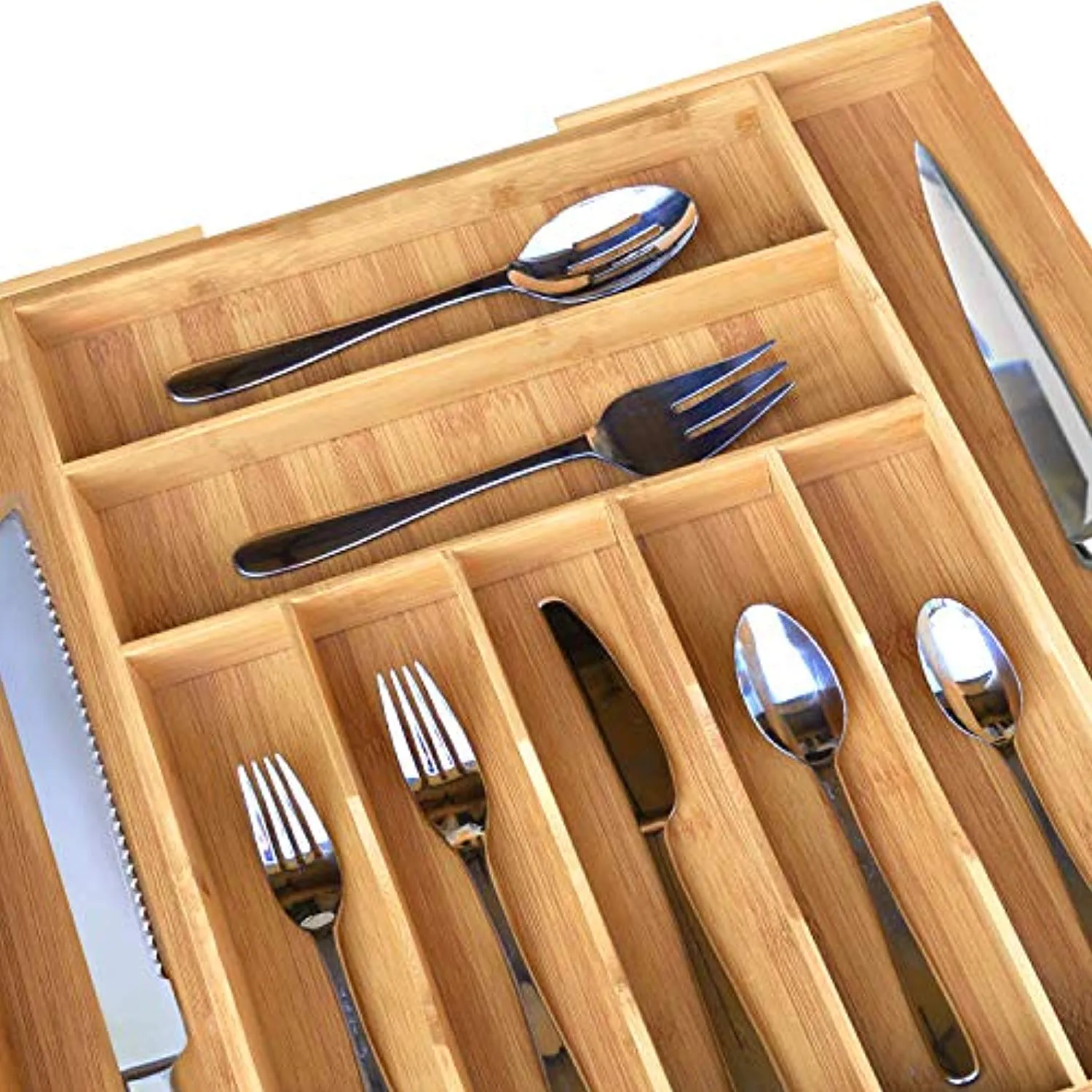 Bamboo Kitchen Drawer Organizer,  Utensil Holder and Cutlery Tray