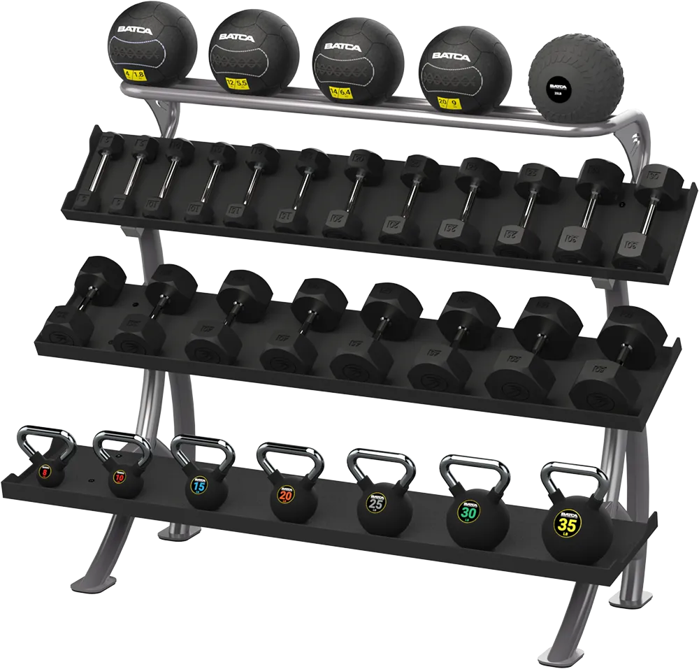 Batca FZ-11 3 Tier 6' Dumbbell/Kettlebell Rack