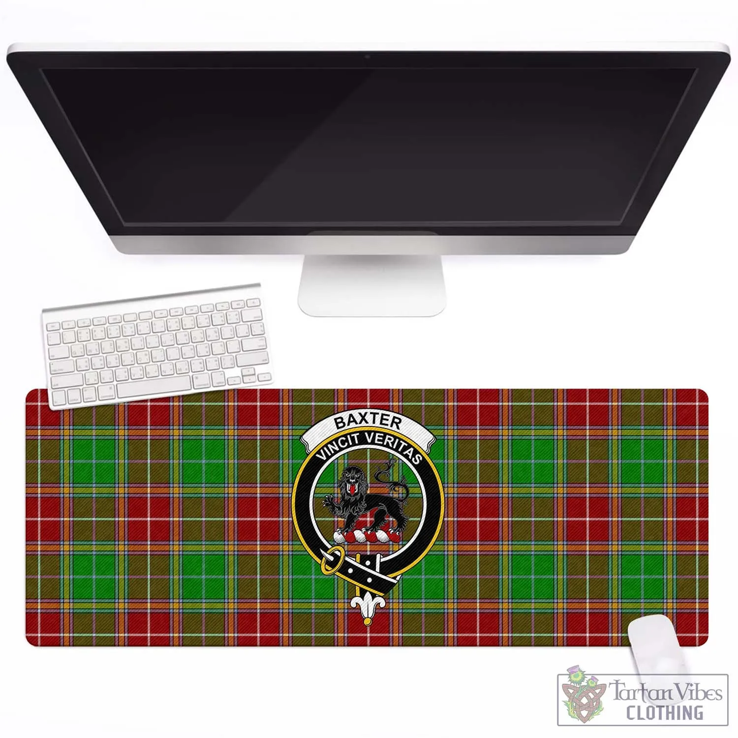 Baxter Modern Tartan Mouse Pad with Family Crest