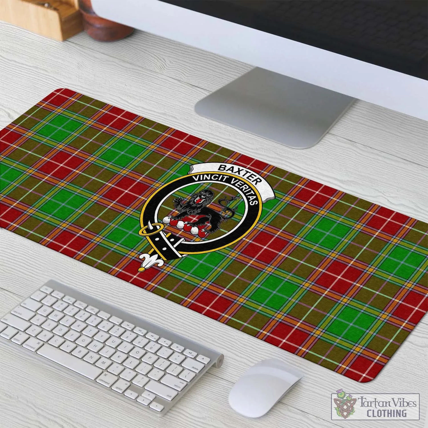 Baxter Modern Tartan Mouse Pad with Family Crest