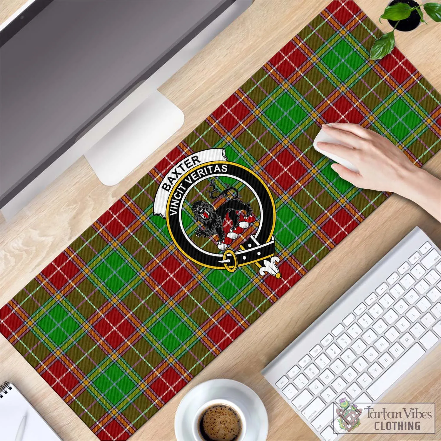 Baxter Modern Tartan Mouse Pad with Family Crest