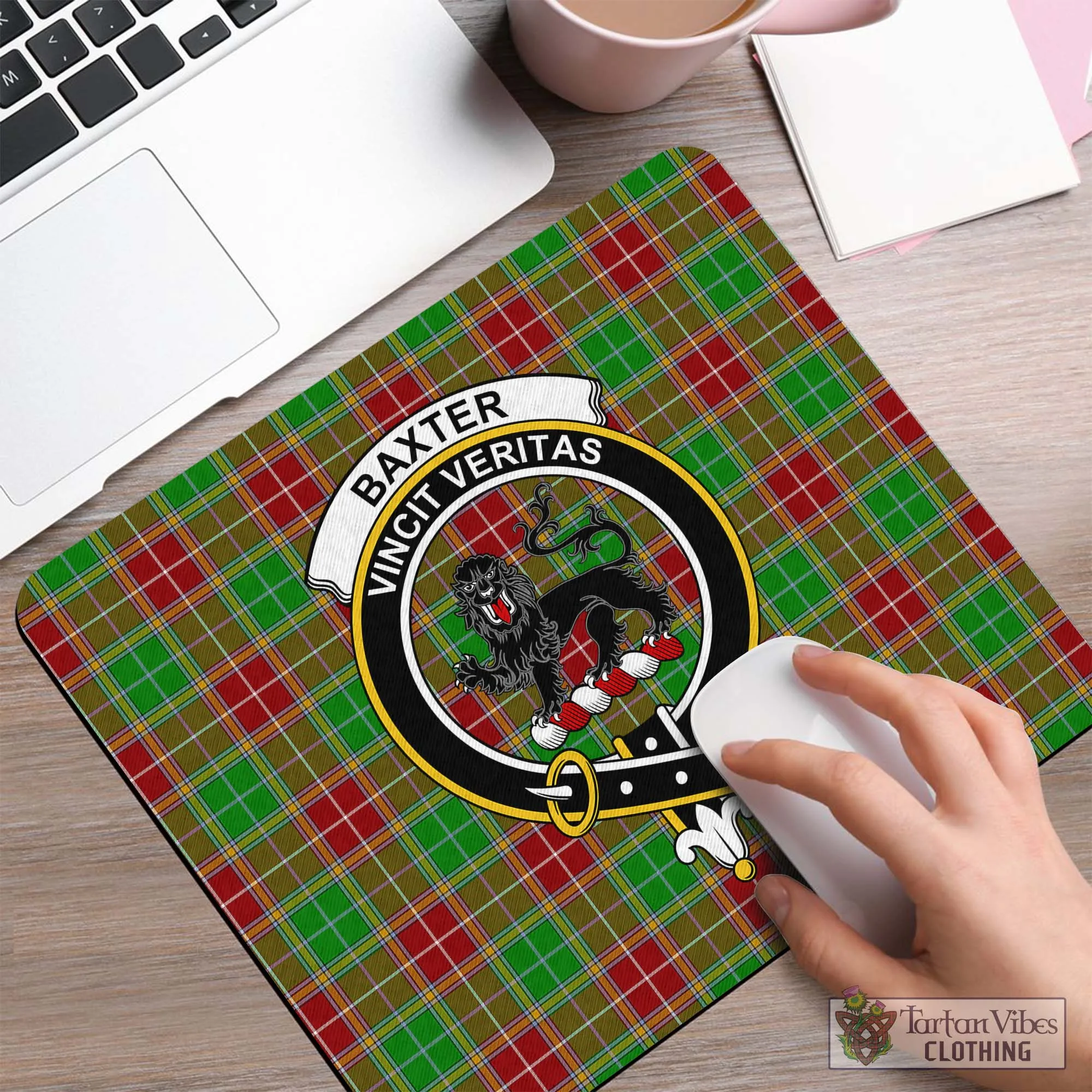 Baxter Modern Tartan Mouse Pad with Family Crest