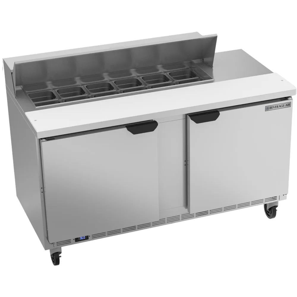 Beverage-Air SPE60HC-12 60" 2 Door Refrigerated Sandwich Prep Table