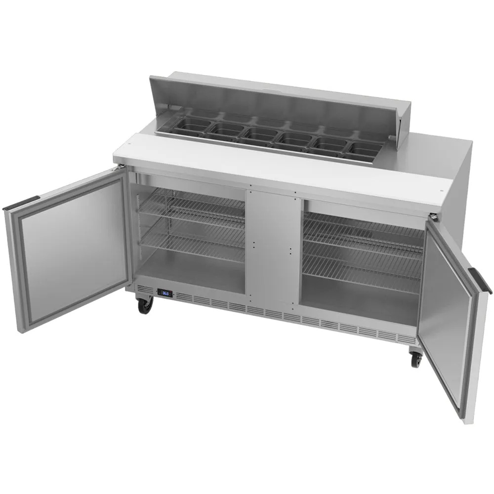 Beverage-Air SPE60HC-12 60" 2 Door Refrigerated Sandwich Prep Table