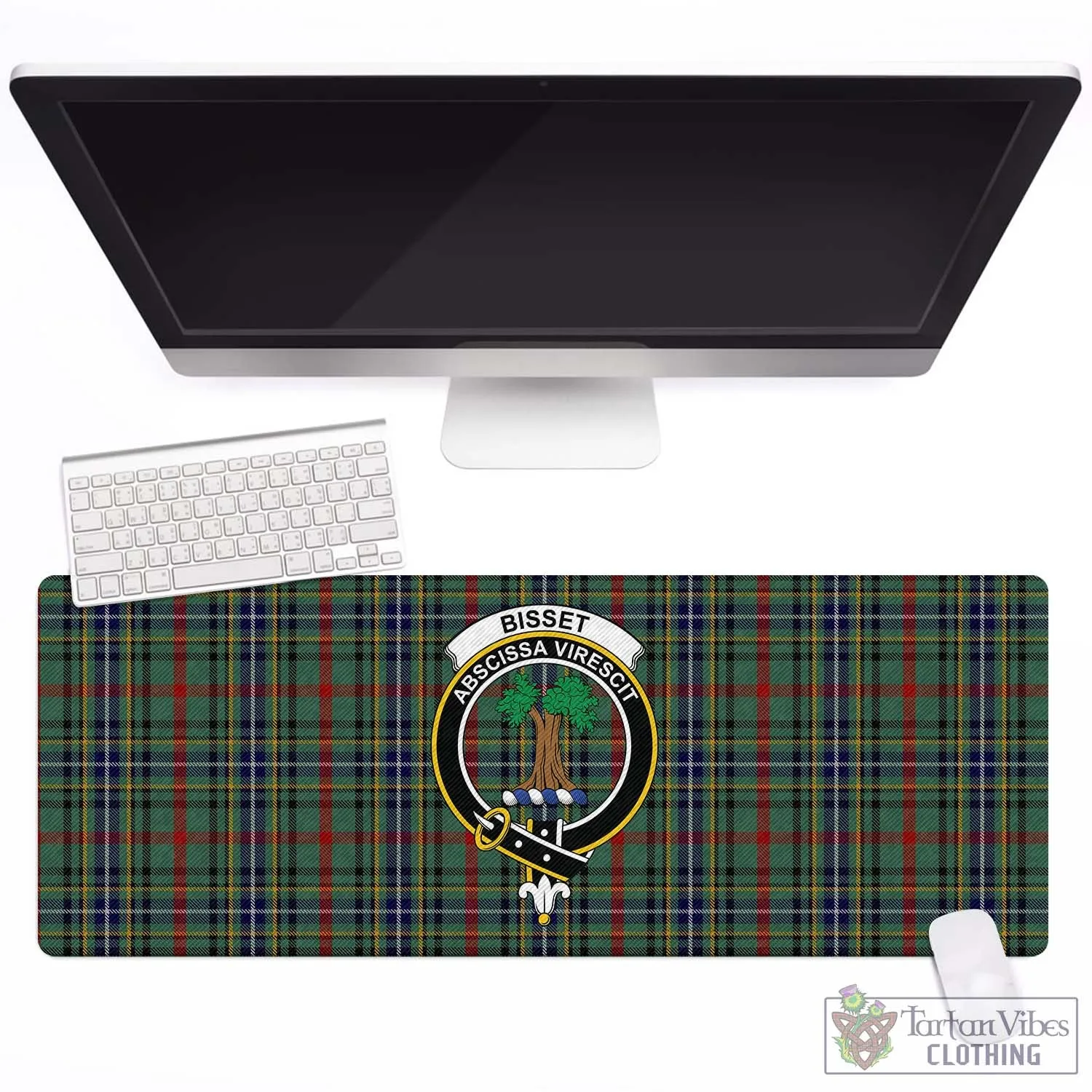 Bisset Tartan Mouse Pad with Family Crest