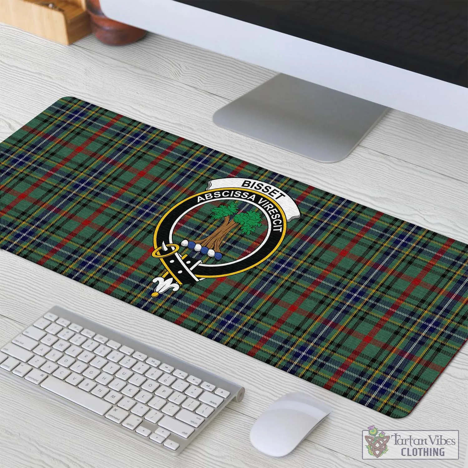 Bisset Tartan Mouse Pad with Family Crest