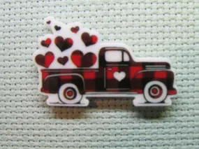 Black and Red Truck Full of Hearts Needle Minder, Cover Minder, Magnet